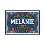 Melanie Name Art - Floral Farmhouse personalized wall print for kids