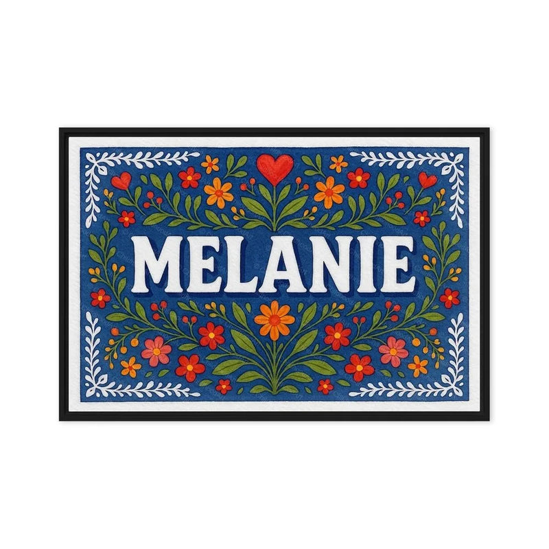 Melanie Name Art - Floral Farmhouse personalized wall print for kids