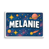 Melanie Name Art - Space Explorers personalized wall print for kids