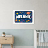 Melanie Name Art - Space Explorers personalized wall print for kids