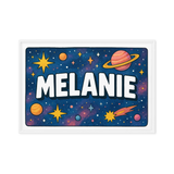Melanie Name Art - Space Explorers personalized wall print for kids