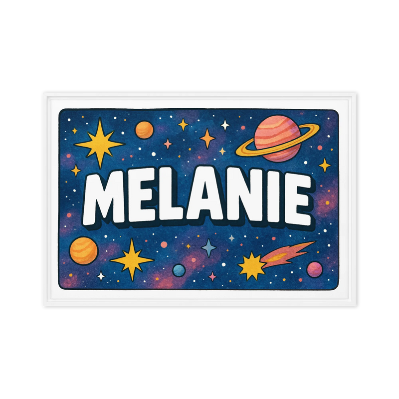 Melanie Name Art - Space Explorers personalized wall print for kids