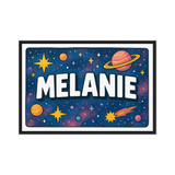 Melanie Name Art - Space Explorers personalized wall print for kids
