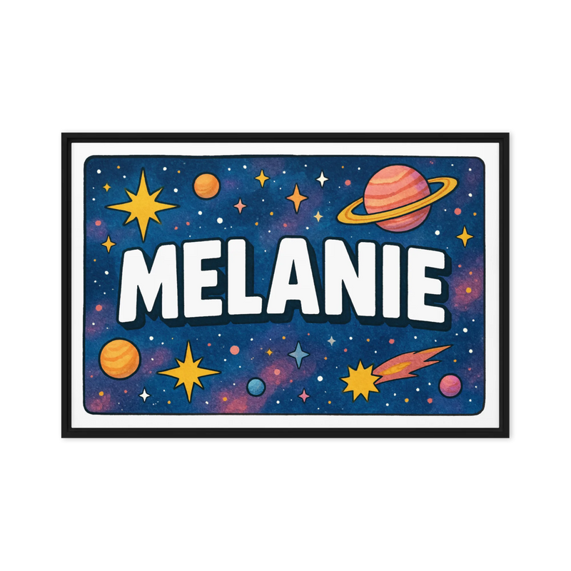 Melanie Name Art - Space Explorers personalized wall print for kids