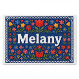 Melany Name Art - Floral Farmhouse personalized wall print for kids