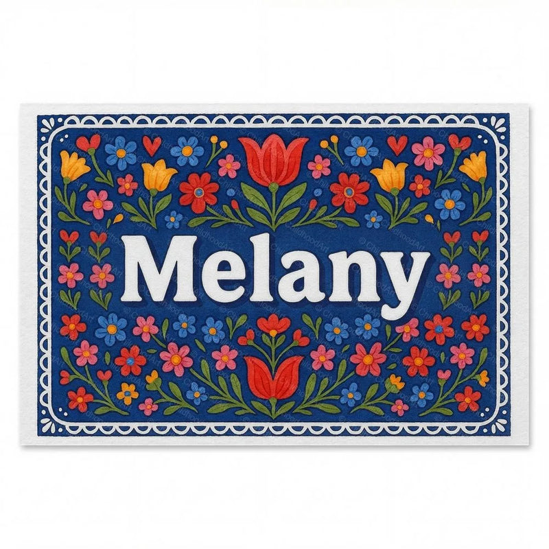 Melany Name Art - Floral Farmhouse personalized wall print for kids