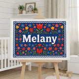 Melany Name Art - Floral Farmhouse personalized wall print for kids