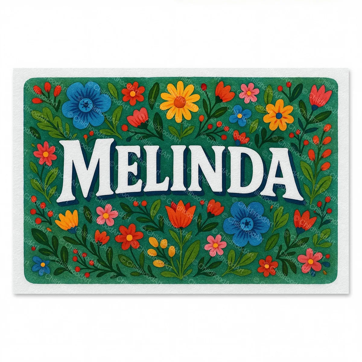 Melinda Floral Farmhouse Name Art - Full size image