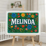 Calm personalized name art for Melinda