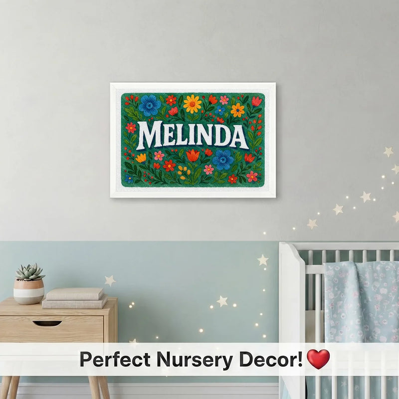 Calm personalized name art for Melinda