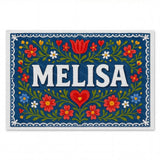 Melisa Name Art - Floral Farmhouse personalized wall print for kids