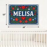 Melisa Name Art - Floral Farmhouse personalized wall print for kids