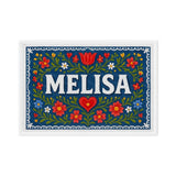 Melisa Name Art - Floral Farmhouse personalized wall print for kids