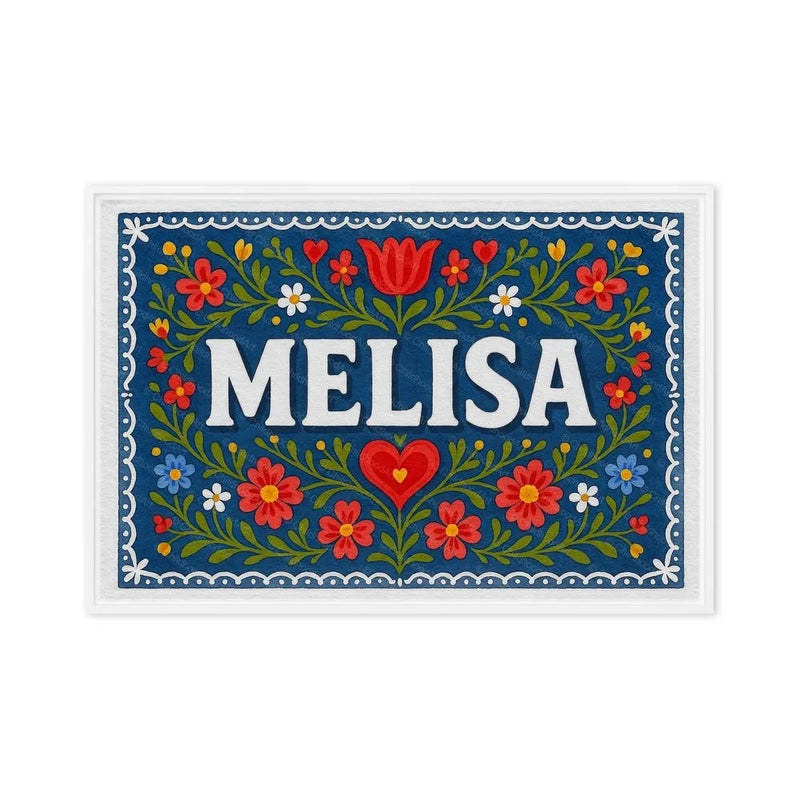 Melisa Name Art - Floral Farmhouse personalized wall print for kids
