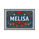 Melisa Name Art - Floral Farmhouse personalized wall print for kids