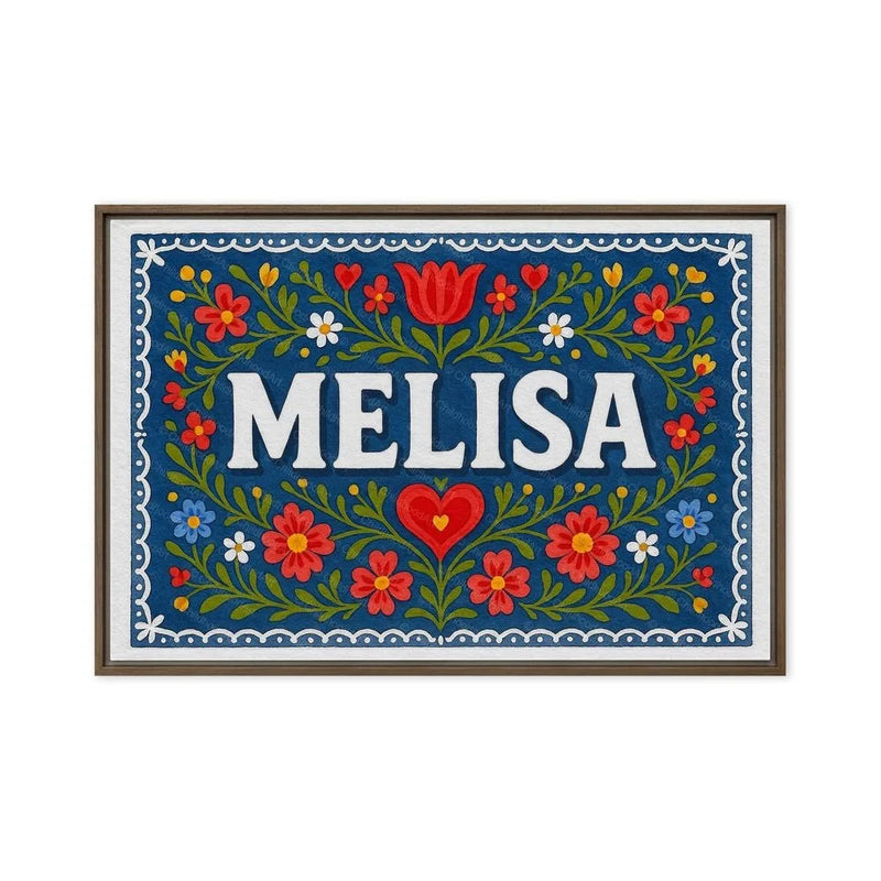 Melisa Name Art - Floral Farmhouse personalized wall print for kids