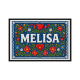 Melisa Name Art - Floral Farmhouse personalized wall print for kids