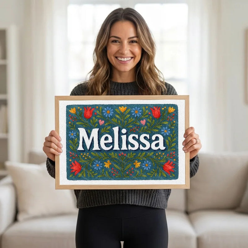 Calm personalized name art for Melissa