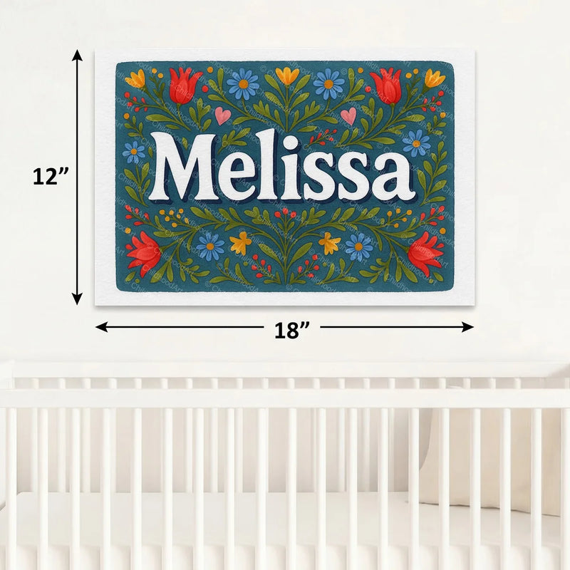 Calm personalized name art for Melissa