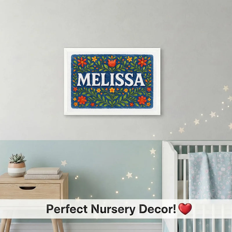 Calm personalized name art for Melissa