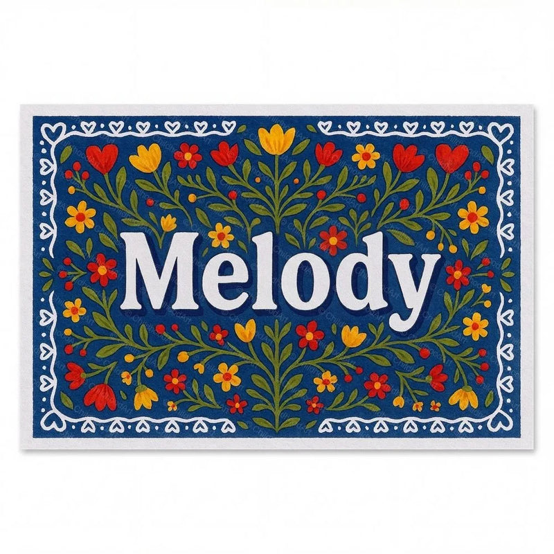 Melody Name Art - Floral Farmhouse personalized wall print for kids