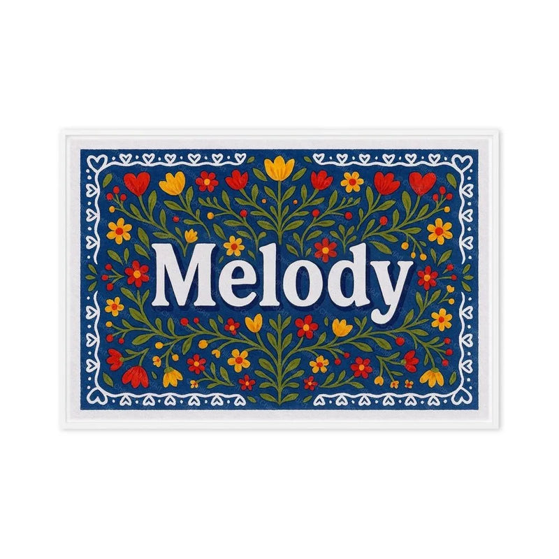 Melody Name Art - Floral Farmhouse personalized wall print for kids