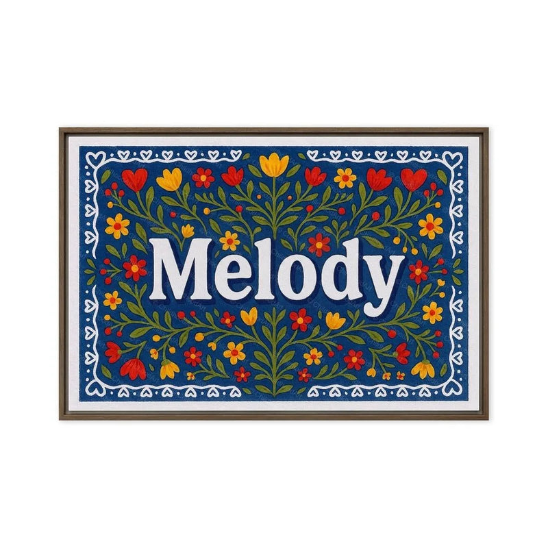Melody Name Art - Floral Farmhouse personalized wall print for kids