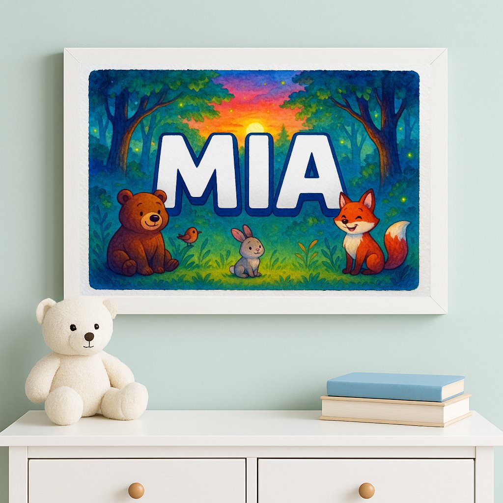 Personalized name art for Mia