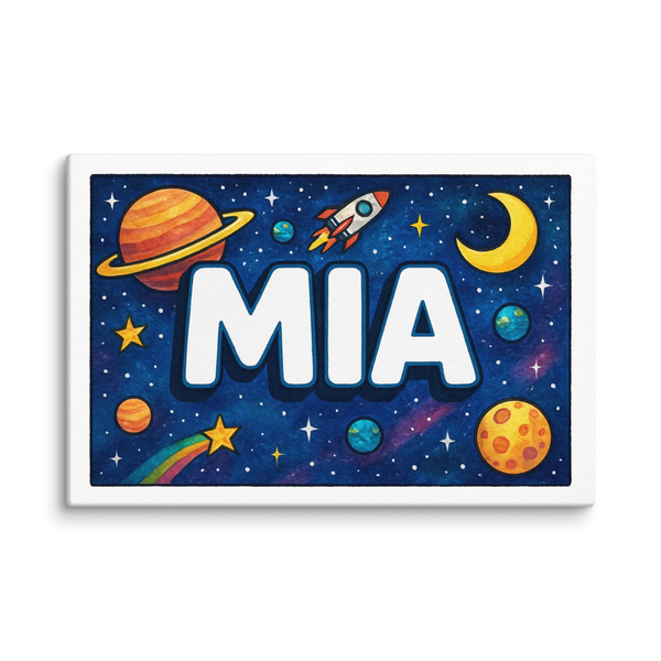 Mia Name Art - Space Explorers Personalized Wall Art