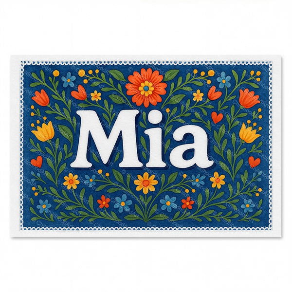 Mia Floral Farmhouse Name Art