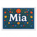 Mia Name Art - Floral Farmhouse personalized wall print for kids