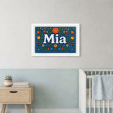 Mia Name Art - Floral Farmhouse personalized wall print for kids