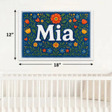 Mia Name Art - Floral Farmhouse personalized wall print for kids