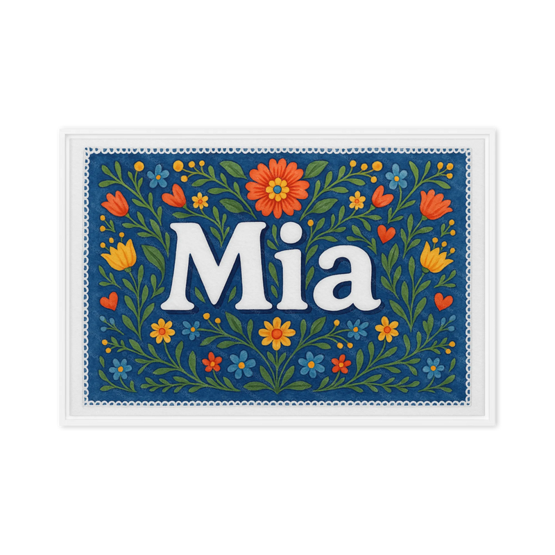 Mia Name Art - Floral Farmhouse personalized wall print for kids