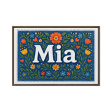 Mia Name Art - Floral Farmhouse personalized wall print for kids