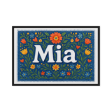 Mia Name Art - Floral Farmhouse personalized wall print for kids