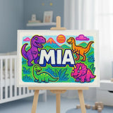 Mia Name Art - Dinosaur Adventure personalized wall print for kids