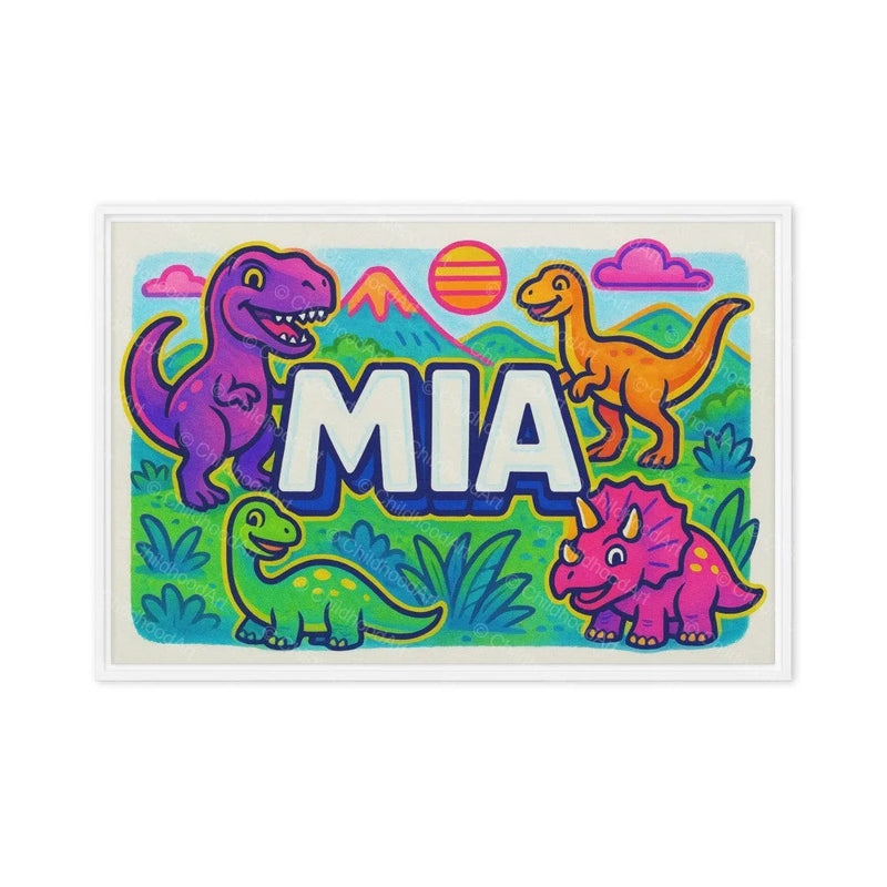 Mia Name Art - Dinosaur Adventure personalized wall print for kids