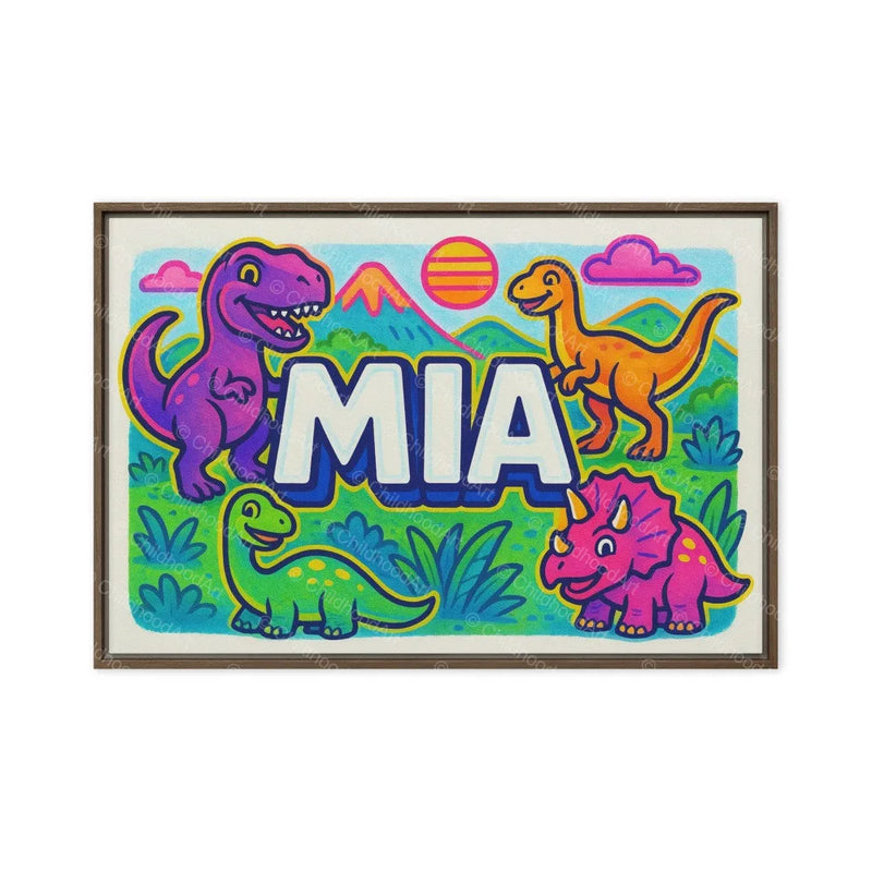 Mia Name Art - Dinosaur Adventure personalized wall print for kids