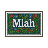 Miah Name Art - Floral Farmhouse personalized wall print for kids