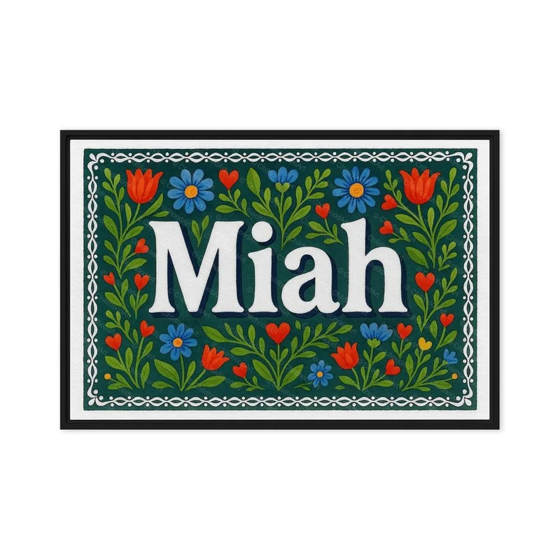 Miah Name Art - Floral Farmhouse personalized wall print for kids