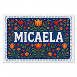 Micaela Name Art - Floral Farmhouse personalized wall print for kids