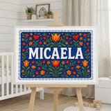 Micaela Name Art - Floral Farmhouse personalized wall print for kids