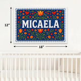 Micaela Name Art - Floral Farmhouse personalized wall print for kids