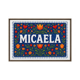 Micaela Name Art - Floral Farmhouse personalized wall print for kids