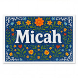 Micah Name Art - Floral Farmhouse personalized wall print for kids