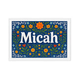 Micah Name Art - Floral Farmhouse personalized wall print for kids