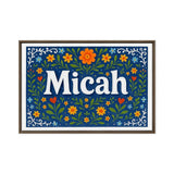 Micah Name Art - Floral Farmhouse personalized wall print for kids