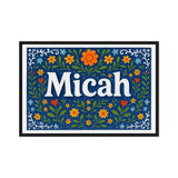 Micah Name Art - Floral Farmhouse personalized wall print for kids