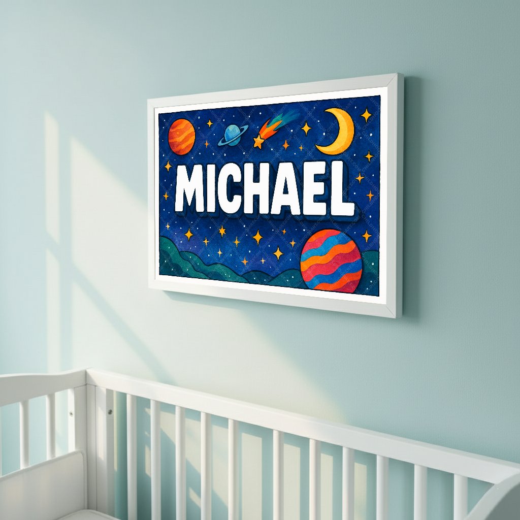 Personalized space name art for Michael